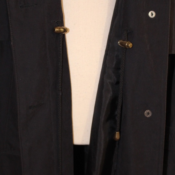 Brem, Rainwear no show buttons Long black Trench coat - Picture 11 of 14